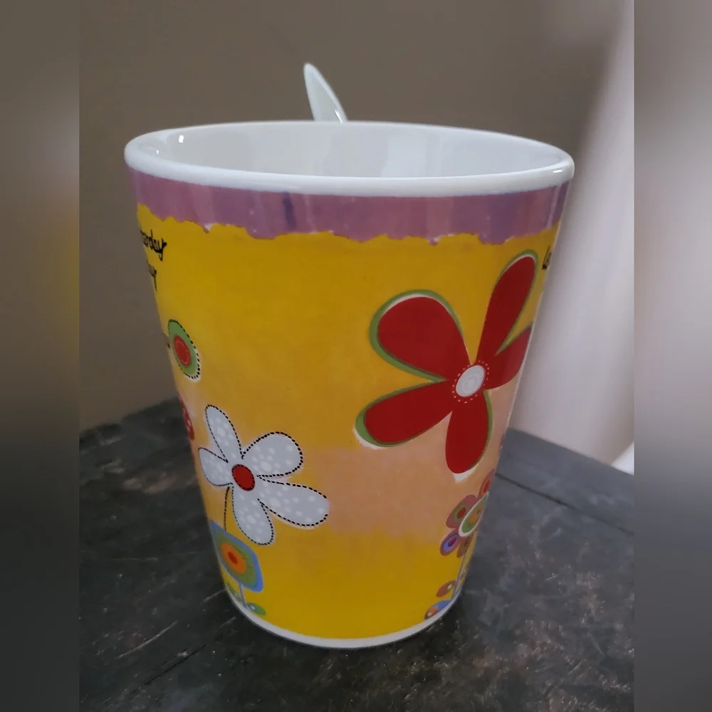 Secret Garden Stoneware Mug With Spoon